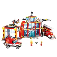 kazi 80532 fire administration rescue aircraft water spray series with music assembled building block toys for children boy gift
