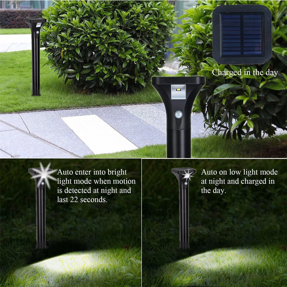 Светодиодная Солнечная садовая лампа с датчиком движения PIR на солнечной батарее
