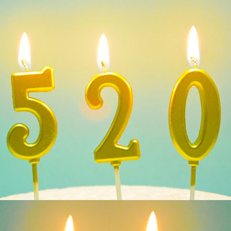 С Днем Рождения цифра свечи золото 0-9 цифровой торт Топпер Детские сувениры на