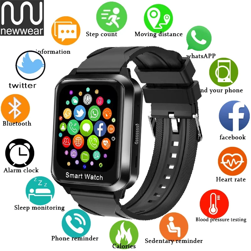 

NEWWEAR Smart Watch Men Bluetooth call TWS Wireless Earphone 2 in 1 Heart Rate Blood Pressure Monitor Smartwatch For Android Ios