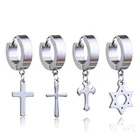 Серьги-гвоздики BESTONEDAY для мужчин и женщин, круглые украшения из нержавеющей стали в стиле панк с крестом и звездочками, ювелирные изделия для пирсинга, 1 штука