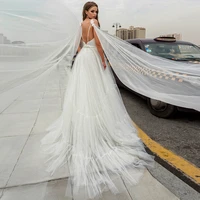 charming deep v neck detachable wedding dress simple vestido de novia backless watteau train garden bridal gown