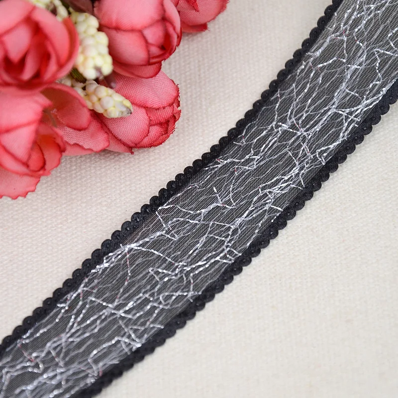 20 ярдов 25 мм атласная лента из органзы для края золотого и серебряного цвета