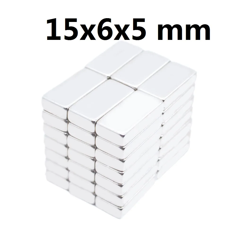 

100Pcs 15x6x5mm Neodymium Magnet 15mm x 6mm x 5mm N35 NdFeB Block Super Powerful Strong Permanent Magnetic Imanes 15*6*5 mm