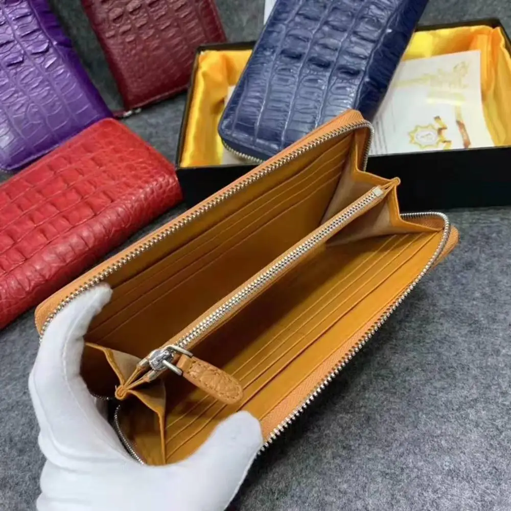 Женский кошелек из натуральной крокодиловой кожи длинный чехол на молнии 2019