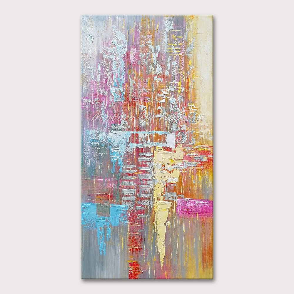 

Mintura Wall Pictures for Living Room Abstract Color Thick Painting Wall Art Hand Painted Acrylic Canvas Oil Paintings No Framed