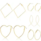 Крупные геометрические серьги-кольца, большие гладкие серьги-кольца, Простые Вечерние круглые серьги-петли для женщин, ювелирные изделия в подарок