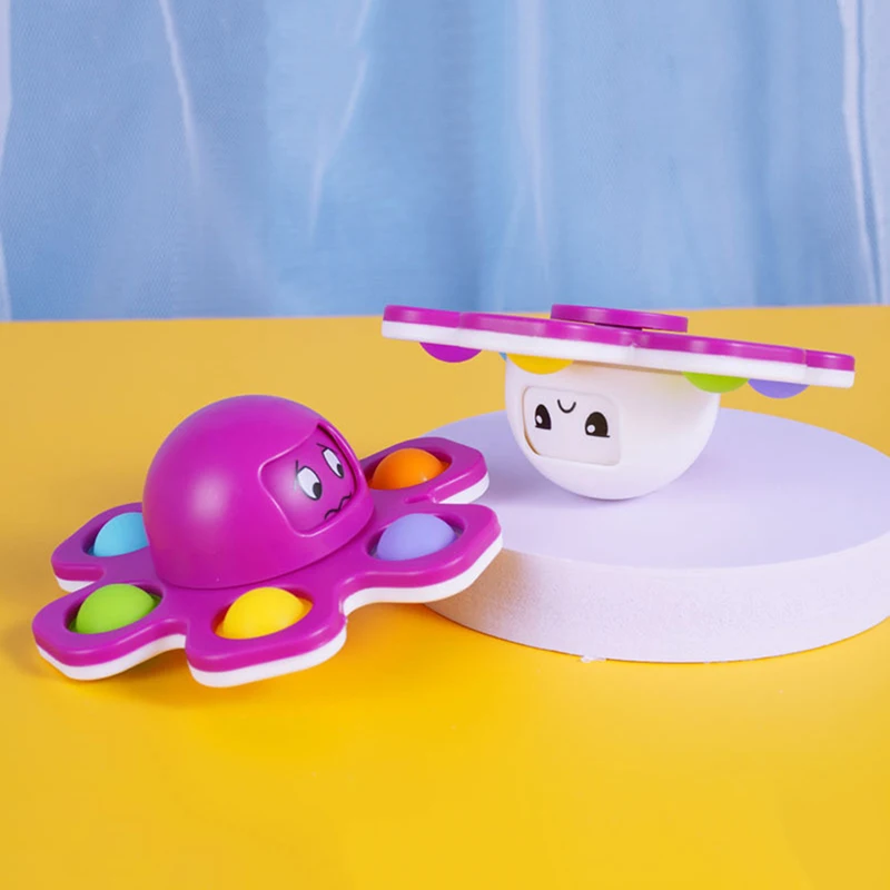 

Push Bubble Sensory Fidget Toy Octopus Fingertip Gyro Spinner Three Expressions Reliever Stress Adult Kids Autism Antistress Toy