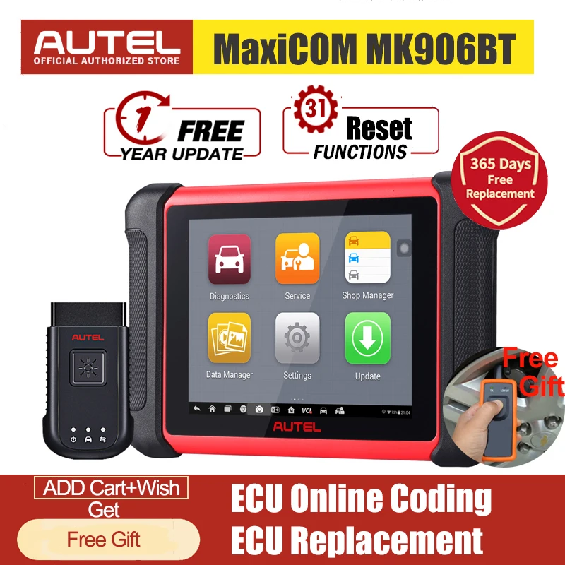Диагностический сканер Autel MaxiCOM MK906BT, диагностика автомобиля, инструменты для автомобиля, кодирование с Bluetooth, ECU, PK MaxiSys MS906BT MS908S MS906 - изображение