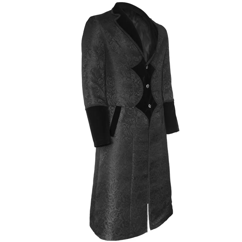 Мужская куртка в стиле стимпанк длинная винтажная жаккардовая ветровка