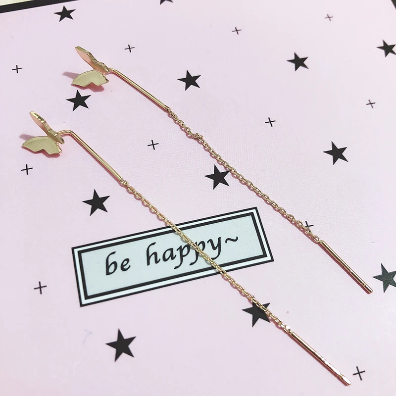 

Long Tassel Butterfly Drop Earrings Silver Color 2020 Fashion Hanging Women Earrings Summer Jewelry Girls GIfts