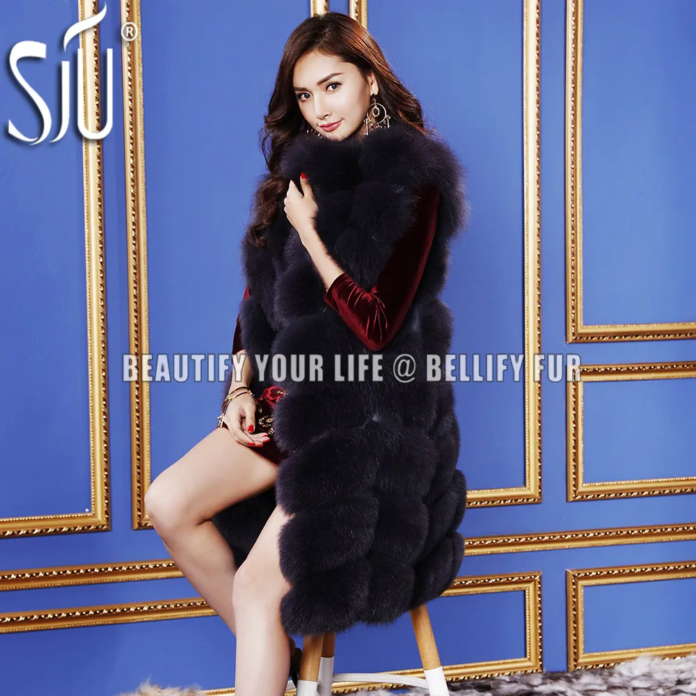 Ультрадлинный пикантный жилет из натурального Лисьего меха 115 см