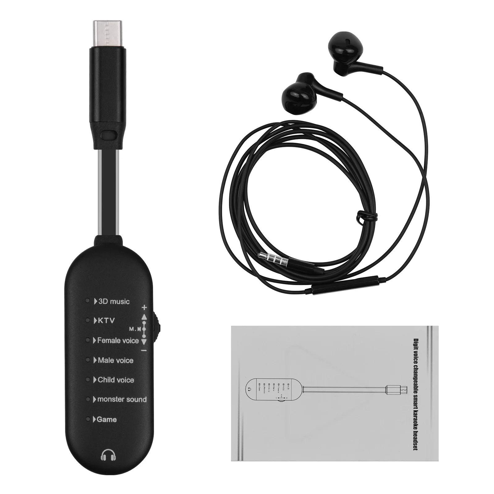 

Muslady SK7 Portable Phone Sound Card Voice Changer 7 Sound Effects Type-C Plug with Earphone for Live Streaming Online Karaoke