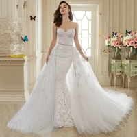 sexy backless sweetheart off the shoulder detachable skirt lace appliques mermaid bridal gown 2018 mother of the bride dresses