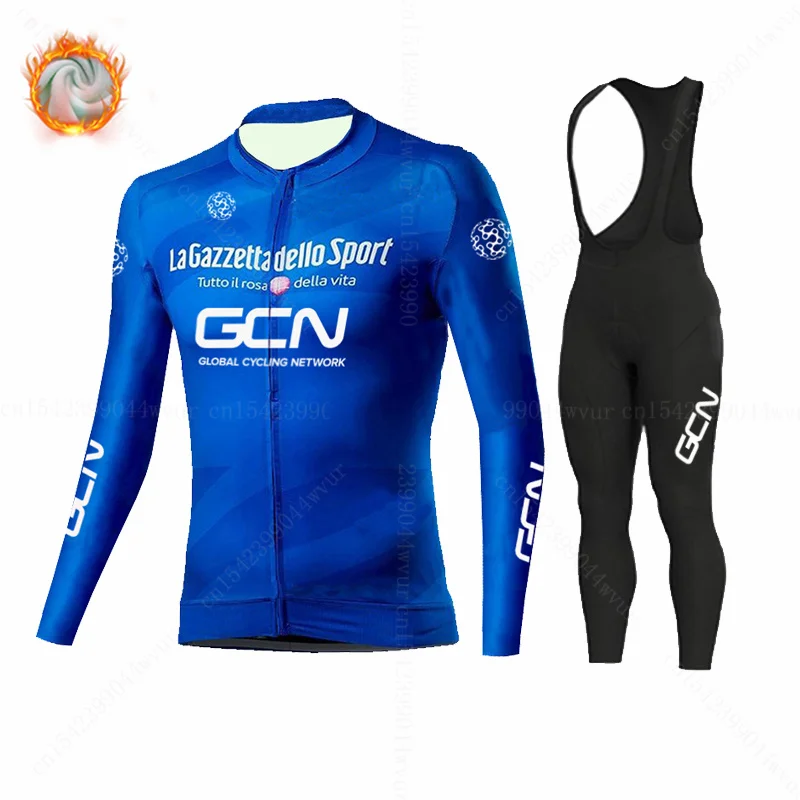 2021 GCN зимний велосипедный комплект из Джерси Мужская теплая флисовая