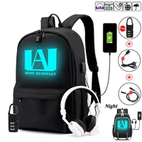 my hero academia backpack for teenage boys girls luminous school bag usb charging anti theft and waterproof canvas backpack