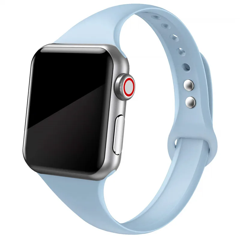 sky blue 26 Ремешок для apple watch, ремешок для apple watch 5, 4, 3, 2, iWatch, ремешок 42 мм, correa, 38 мм, 44 мм, 40 мм, силиконовый браслет pulseira, ремешок для часов - Цвет ремешка: sky blue 26