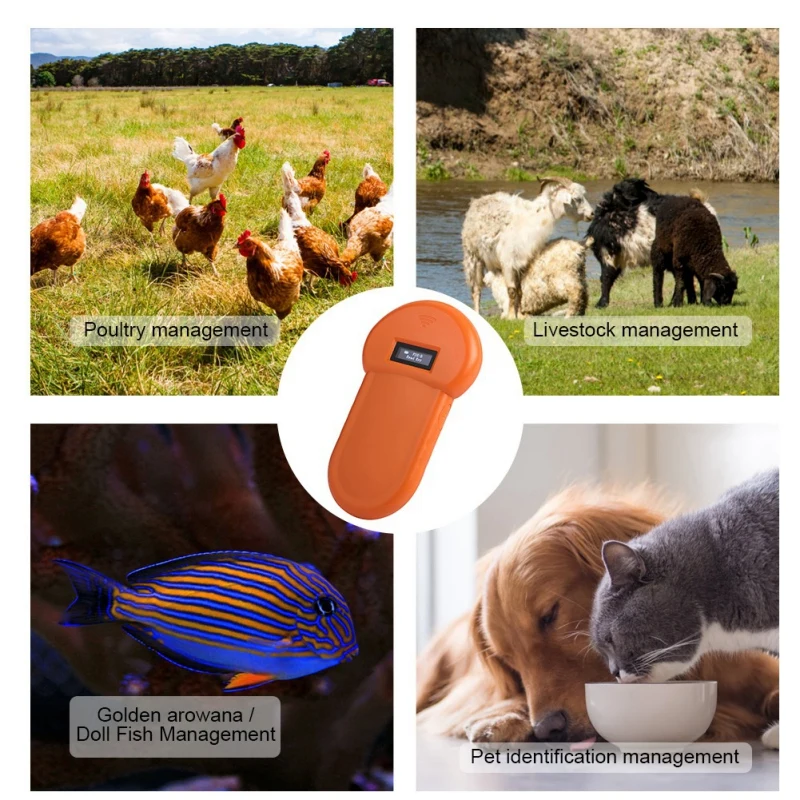 

Portable 134.2KHz Pet RFID Chip Reader ISO11784/11785 FDX-B For Dog Cat LCD Display Animal Microchip Scanner Tag Barcode Scanner