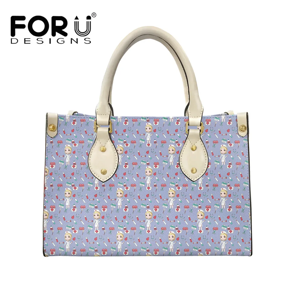 

Роскошная кожаная сумка-тоут FORUDESIGNS для женщин, милые Мультяшные медсестры, сумки с медицинским узором, модная дамская сумочка-мессенджер д...