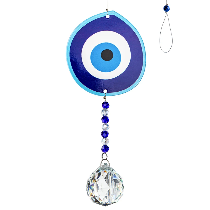 

H & D Висячие кристаллы Suncatcher для оконный орнамент Lucky турецкий синий злой амулет в виде глаза кулон Радуга маркер домашний декор патио