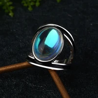 european american big moon stone thai ring for women exaggerated vintage epoxy transparent retro ring jewelry 2020 new