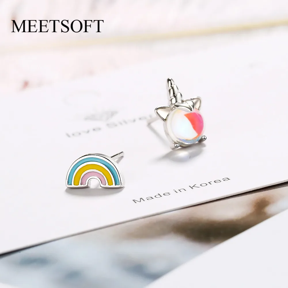 MEETSOFT посеребренные гипоаллергенные серьги-гвоздики для женщин модный дизайн