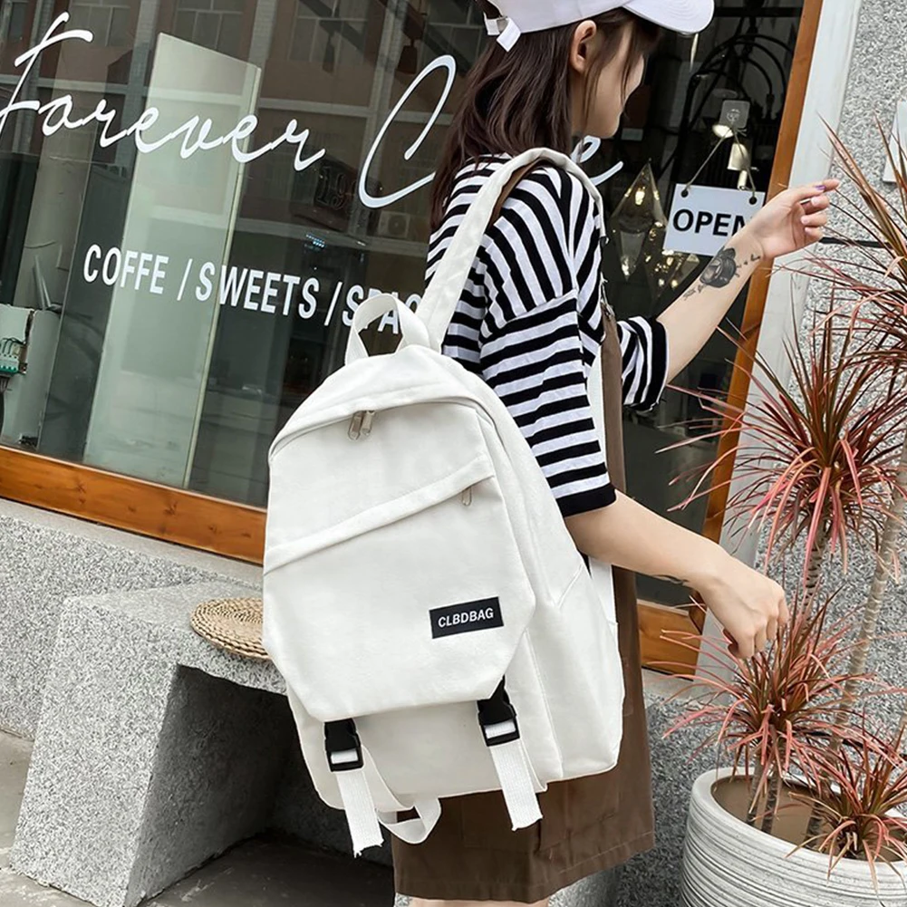 Холщовый рюкзак для женщин однотонный школьный ранец на ремне мальчиков и