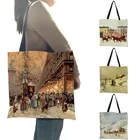 Женская сумка с принтом для празднования Рождества, 2021, красивая сумка-тоут со снежной накидкой, дорожные сумки через плечо для покупок, B13170