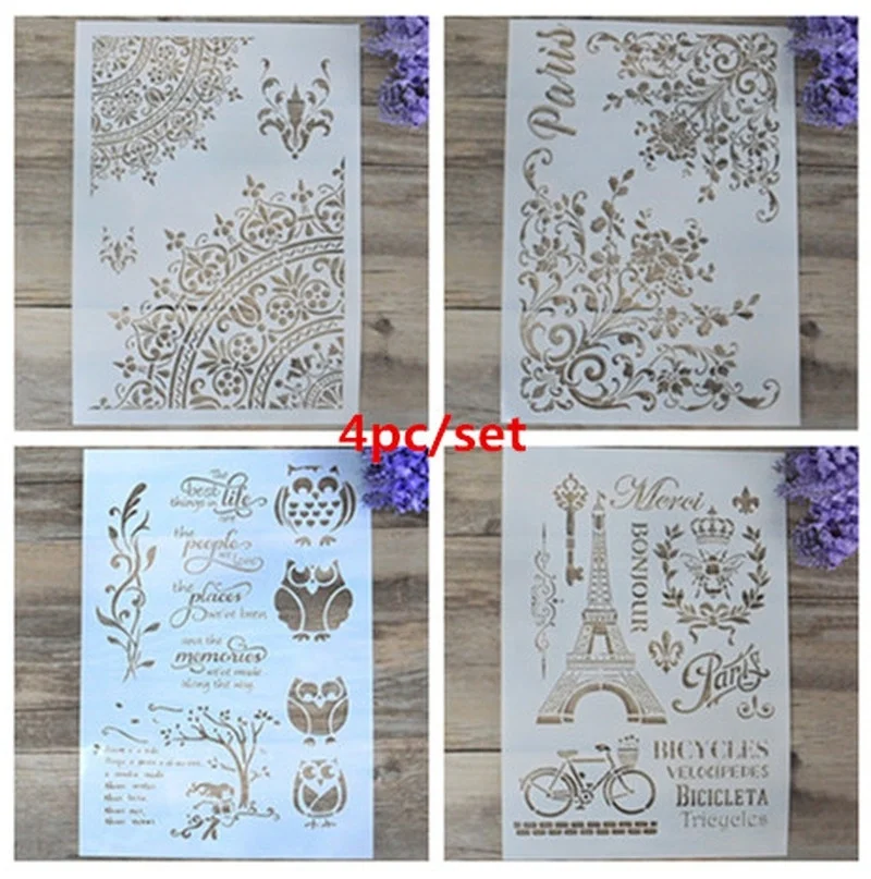 A4 29 см DIY Мандала череп Сова Многослойные шаблоны настенная живопись Скрапбукинг