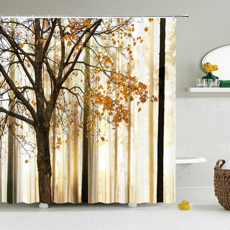 Занавеска для душа с 3D-принтом цветов и птиц водонепроницаемая занавеска из