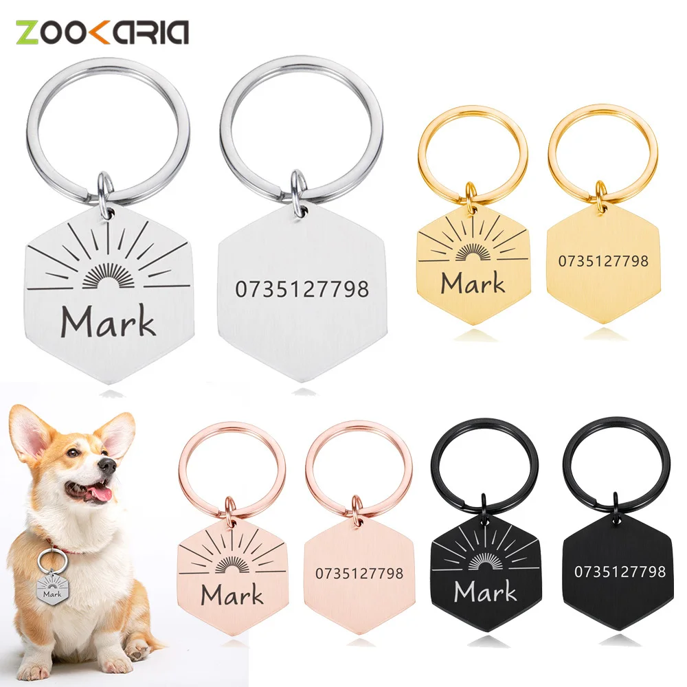 

Personalized Pet ID Tags Customized Cat Collars With Name And Number Tag For Dogs Engraved Pendant Keyring Chain Pet Accessories