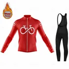 Красный велосипедный зимний теплый флисовый комплект велосипедная одежда мужской костюм из Джерси Спортивная одежда для езды на велосипеде MTB теплые комплекты с комбинезоном и брюками