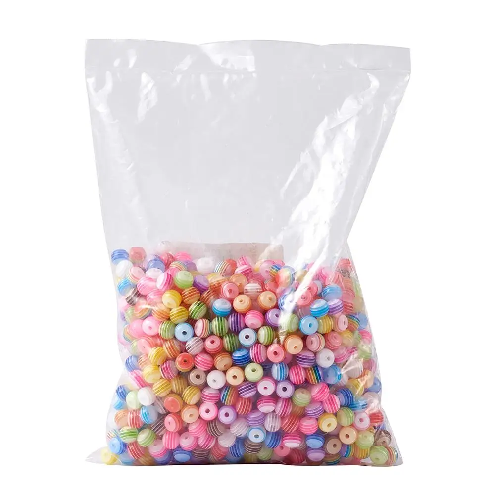 100 шт./лот 6 мм/8 мм розовые круглые прозрачные радужные бусины в полоску с