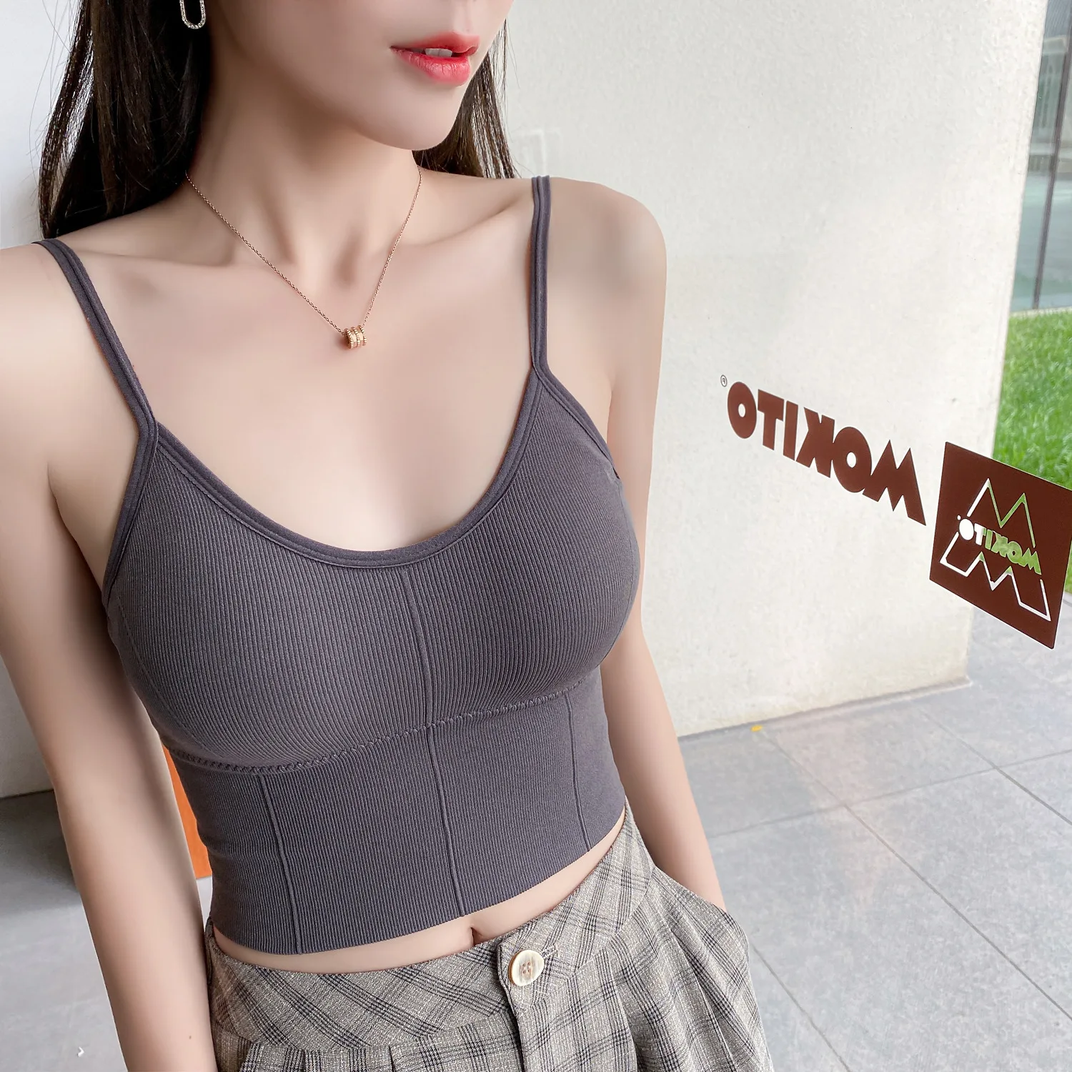 

Women's blouse nylon sling V-neck vest feminine sense of self-cultivation outer wear bottoming shirt summer clothes for women