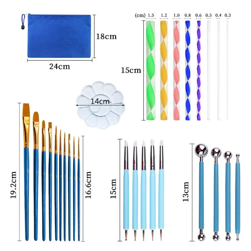 

53pcs Mandala Dotted Tools Set for Painting Rock Stone Acrylic Stick Drawing Brush Double Head Pen Carrying Bag Kit