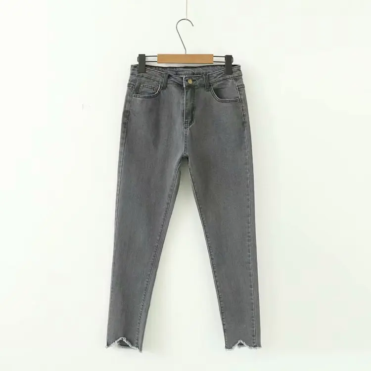 

Korean Style Women Large Size High Waist Gray Black Skinny Jeans Woman Pencil Pants Grande Taille Femme C9561