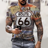 2021 new fashion comfortable pattern 3d printed route 66 t shirt summer hot sale handsome mens street casual trendy sweatshirt