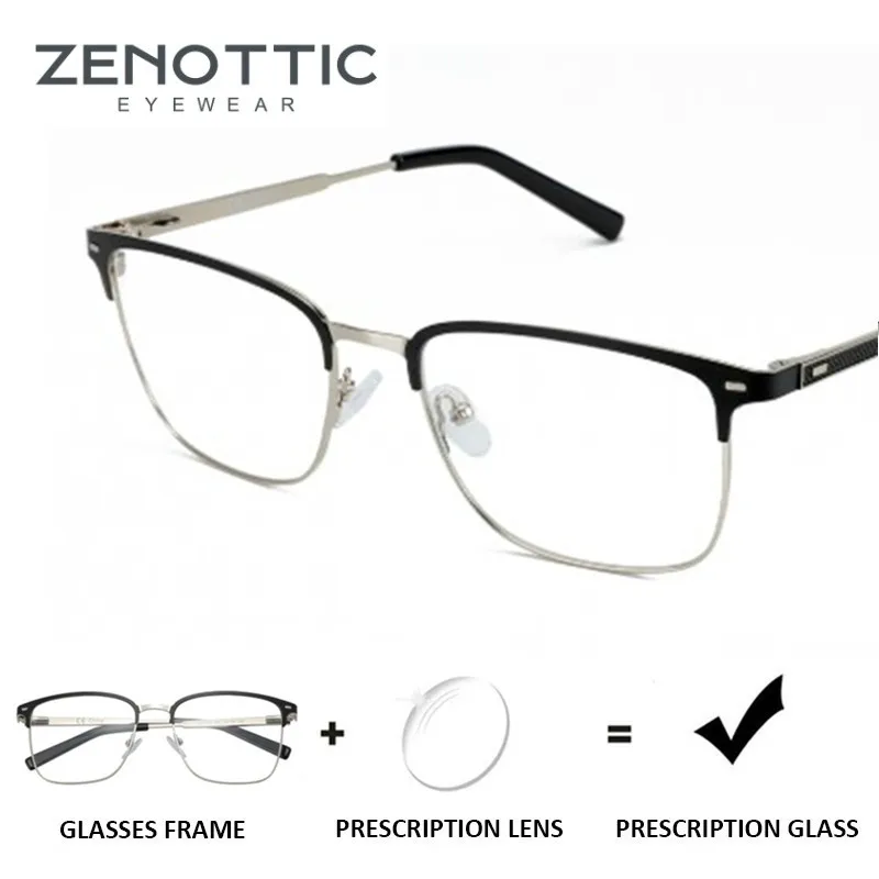 

ZENOTTIC Half-Rim Prescription Progressive Eyeglasses Men Anti Blue Light Photochromic Glasses Myopia Hyperopia Optical Eyewear