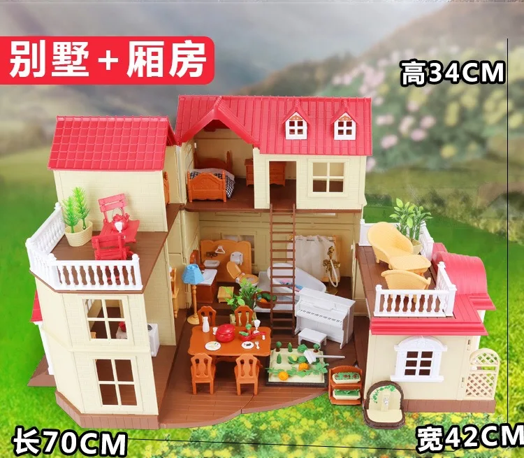

Japanese animationForest family forest animal villa mini set DIY toy simulation furniture toy girl play house toy family model