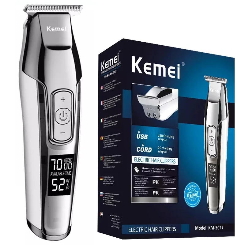 

Профессиональная машинка для стрижки волос kemei, триммер для бороды для мужчин, электробритва для мужчин с ЖК-экраном, 0 мм, триммер для стрижк...