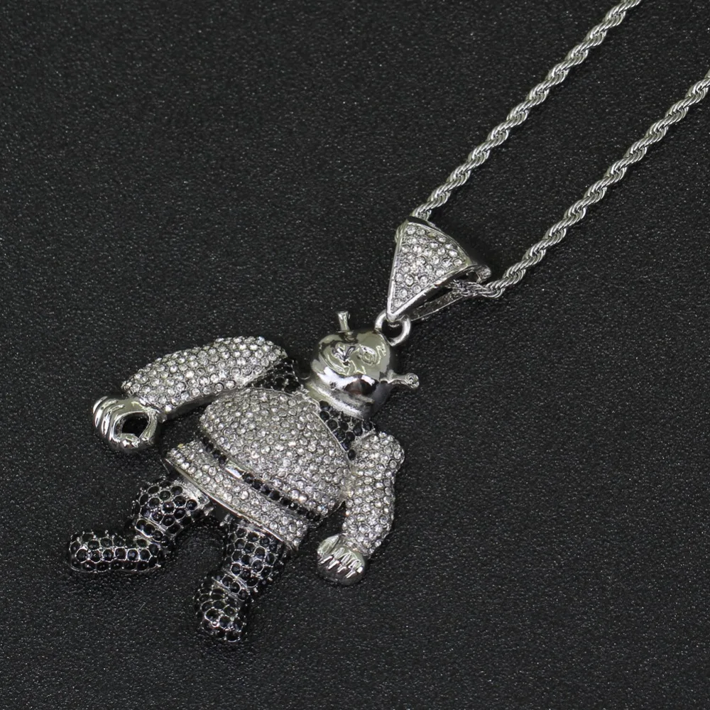 2 цвета Bling Iced Out большой размер мультфильм кулон с изображением из фильма хип хоп ожерелье ювелирные изделия 30 дюймов Франко цепи N638