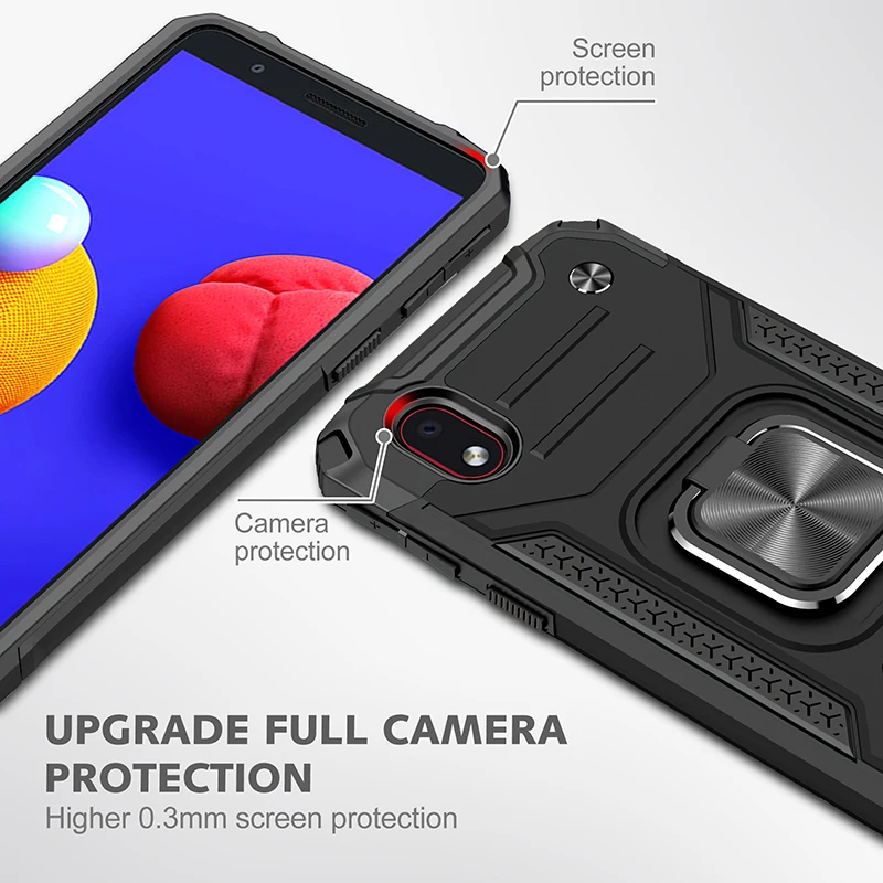 

Shockproof Phone Case For Samsung Galaxy A01 Core Ring Stand Car Holder Cover Coque