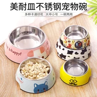 stainless steel dog bowl two in one pet bowl cat bowl dog feeding water bowl