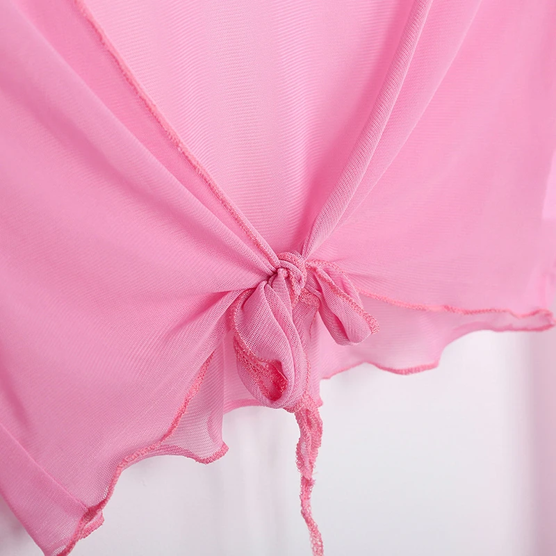 

Women Tops Tee Shirts Fashion Long Sleeve Solid Color V-neck Sexy Perspective Straps Umbilical Ladies Tops Tee Clothing Female