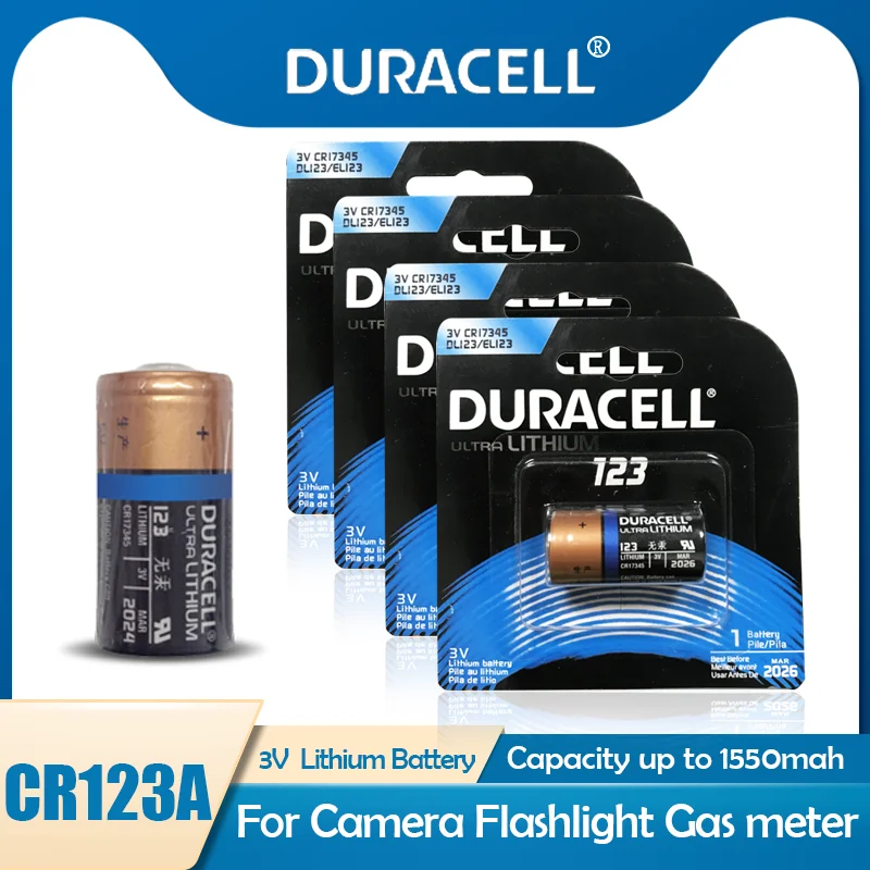 4 шт. оригинальный DURACELL CR123A CR123 123A 123 CR17345 3V литиевая Батарея для Камера дверной