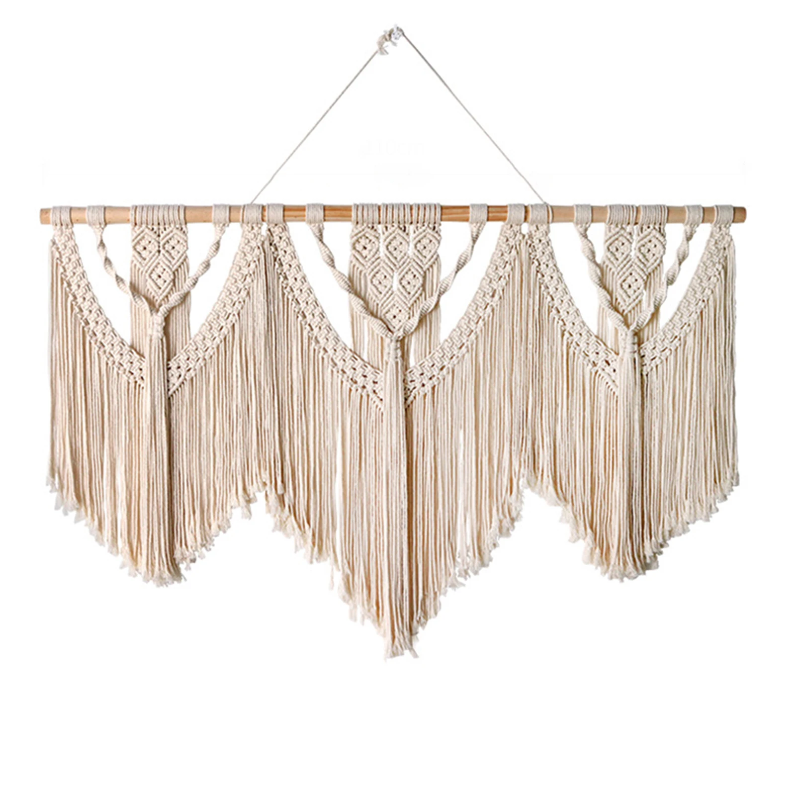 

43*32in Tassel Tapestry Large Hand-woven Wall Hanging Hand-woven Pure Cotton Rope Braided Door Curtain Tapestry For Home Decor