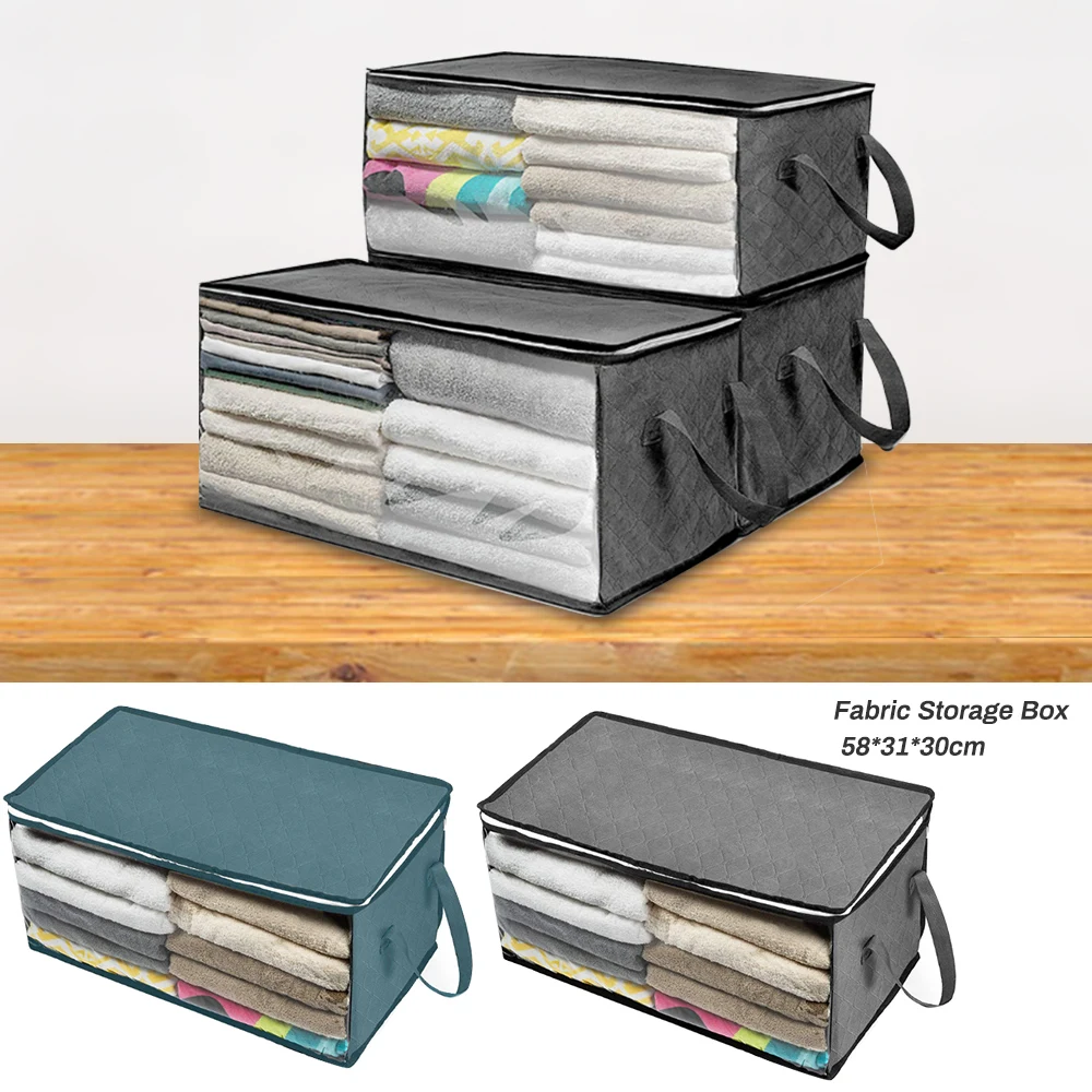 

Non-woven Foldable Storage Box Portable Clothes Organizer Tidy Suitcase Home Storage Box Quilt Storage Container Bag