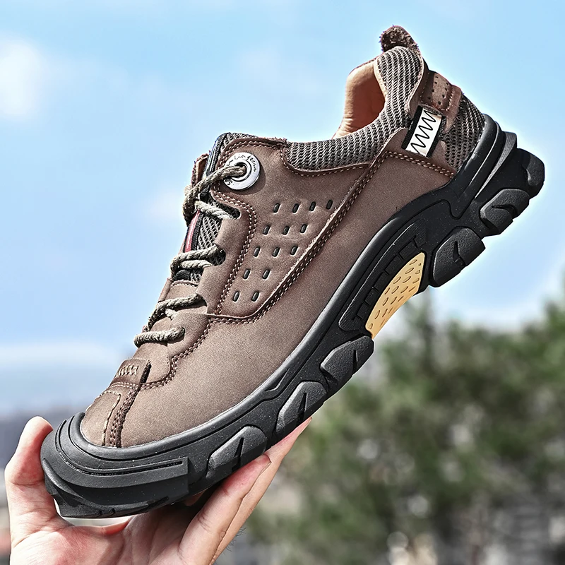 

Men's Climbing Shoes Fashion Genuine Leather Oxford Shoes Outdoor Hiking Breathable Casual Shoes Retro Style Men Lace-Up Shoes