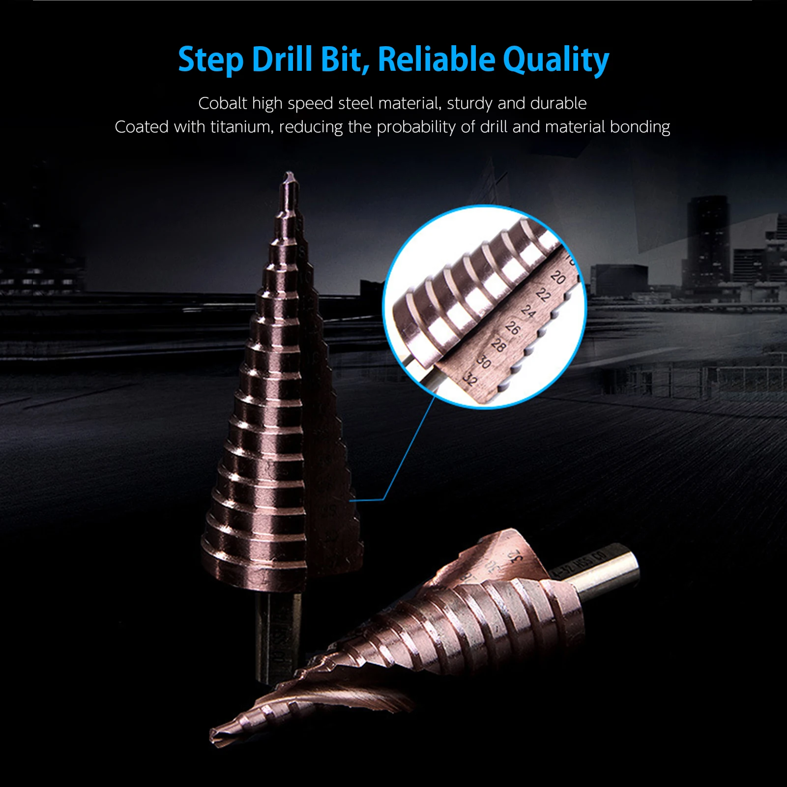 

KKmoon Step Drill Bit 15 in 1 High Speed Steel Drill 4 to 32mm for Sheet Aluminum Iron Metal Stainless Steel Wood Hole Drilling