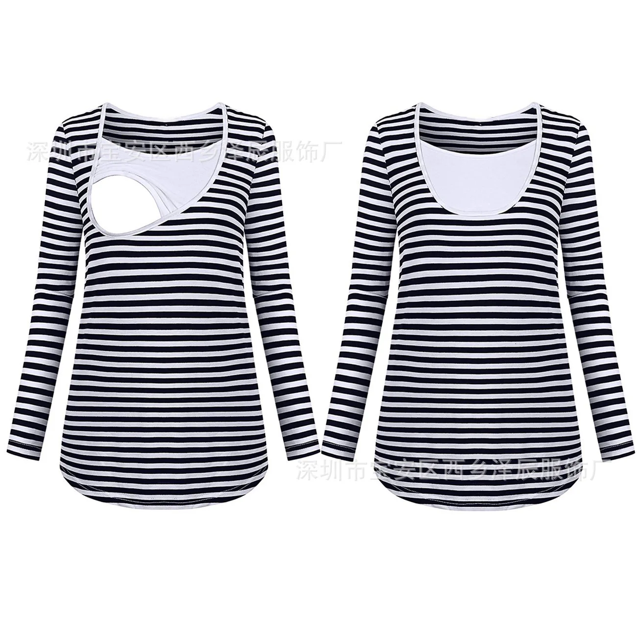 Полосатая куртка с длинным рукавом для грудного вскармливания Одежда беременных